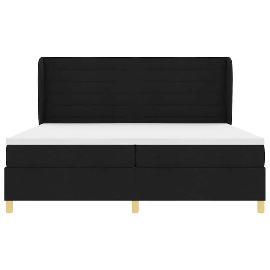 Lit à ressorts avec matelas Noir 200 x 200 cm tissu - 7