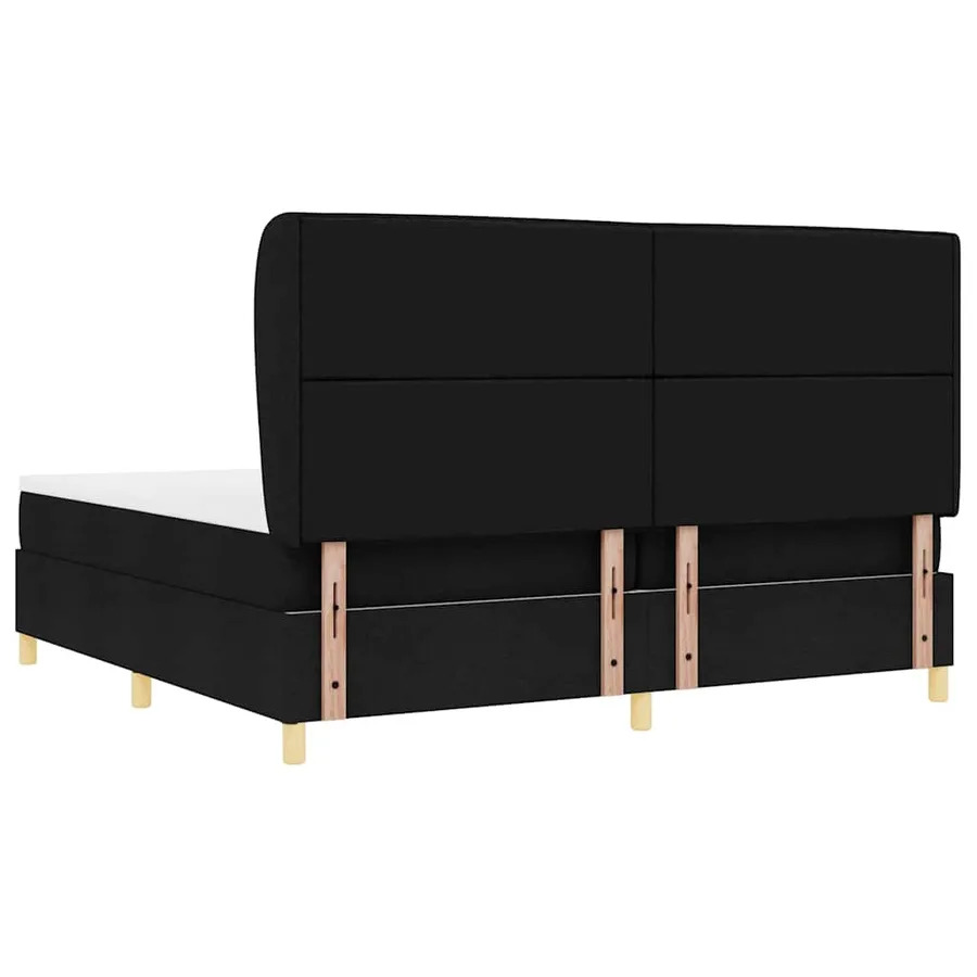 Lit à ressorts avec matelas Noir 200 x 200 cm tissu - 9