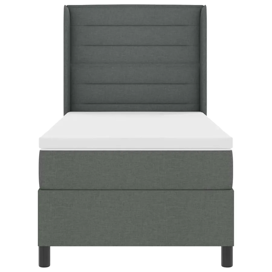 Lit à ressorts avec matelas Gris foncé 200 x 100 cm tissu - 7