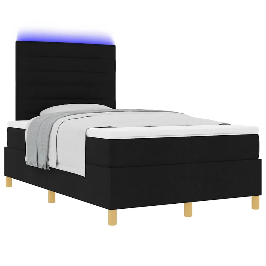 Lit à ressort LED avec matelas Noir 120 x 200 cm tissu - 3