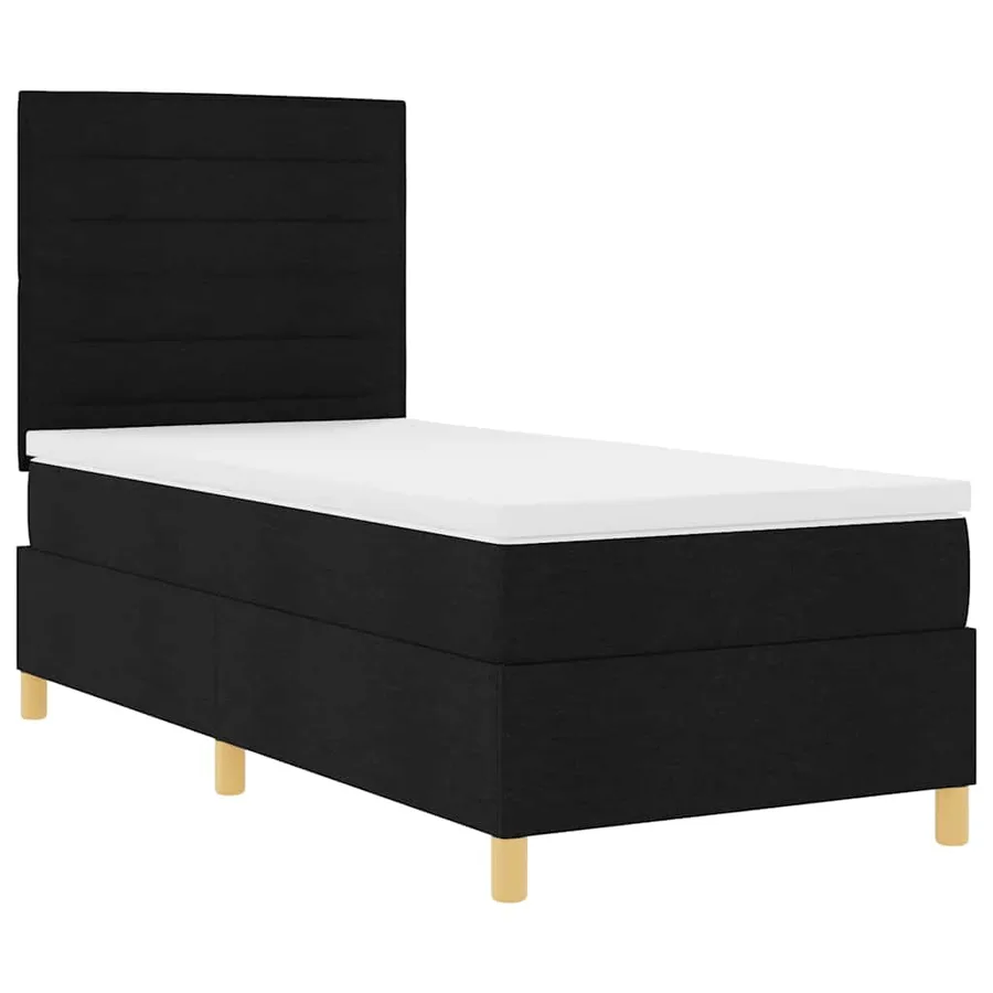Lit à ressort LED avec matelas Noir 100 x 200 cm tissu - 6