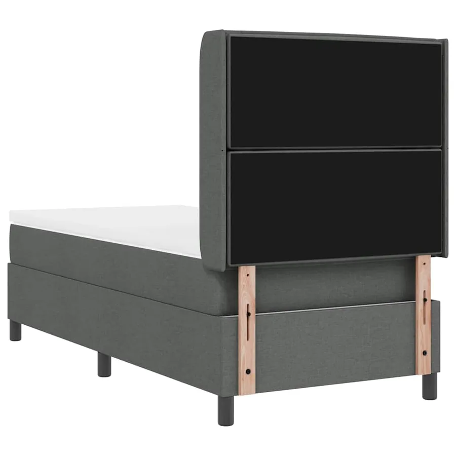 Lit à ressort LED avec matelas Gris foncé 100 x 200 cm tissu - 10