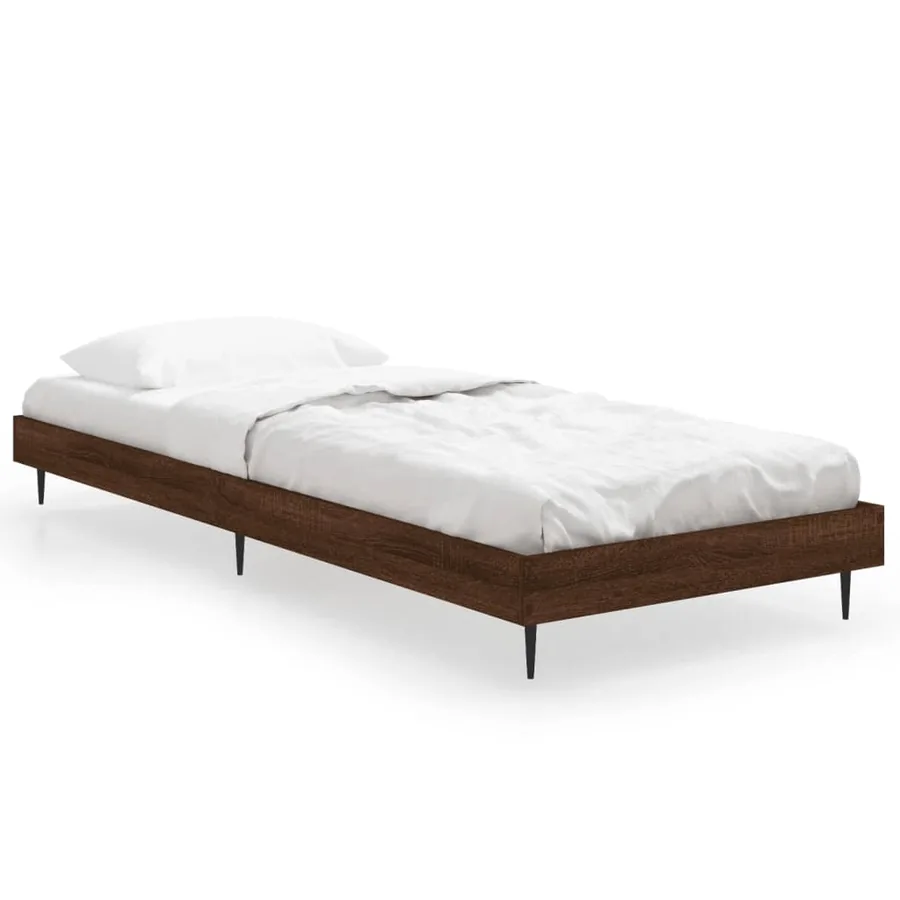 Cadre de lit sans matelas chêne marron 75x190cm bois ingénierie - 2