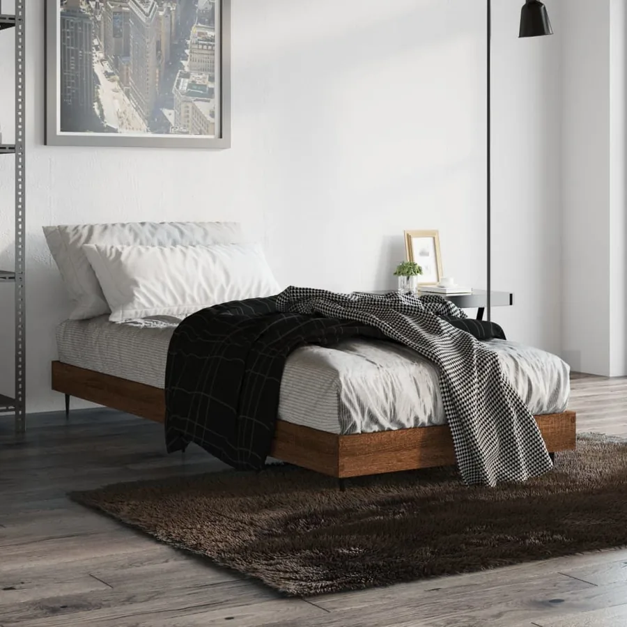 Cadre de lit sans matelas chêne marron 75x190cm bois ingénierie - 4