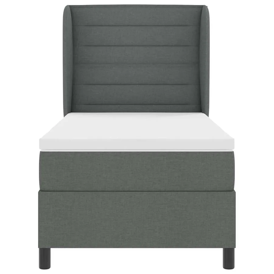 Lit à ressorts avec matelas Gris foncé 100 x 200 cm tissu - 7