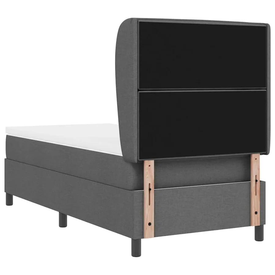 Lit à ressorts avec matelas Gris foncé 100 x 200 cm tissu - 9