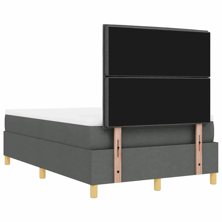 Lit à ressorts avec tête de lit Gris foncé 200 x 120 cm tissu - 10
