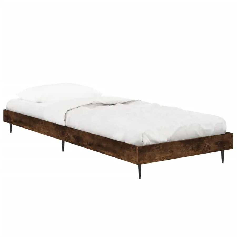 Cadre de lit sans matelas chêne fumé 75x190cm bois d'ingénierie - 3