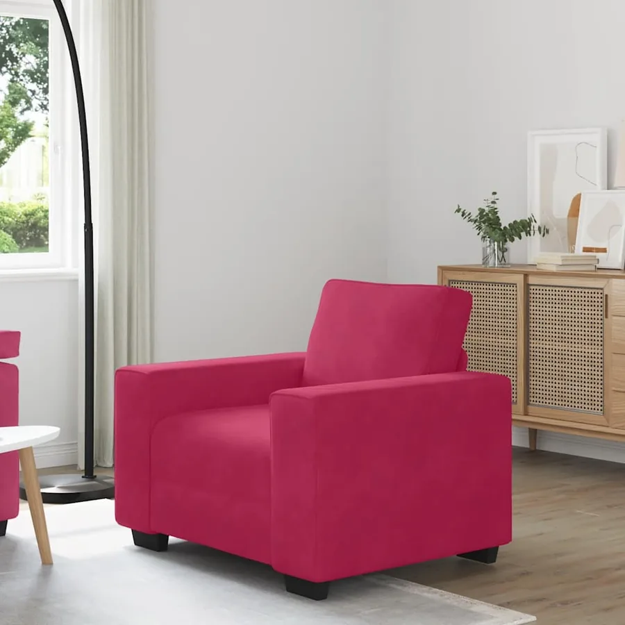 Fauteuil canapé rouge bordeaux 100x77x82 cm velours