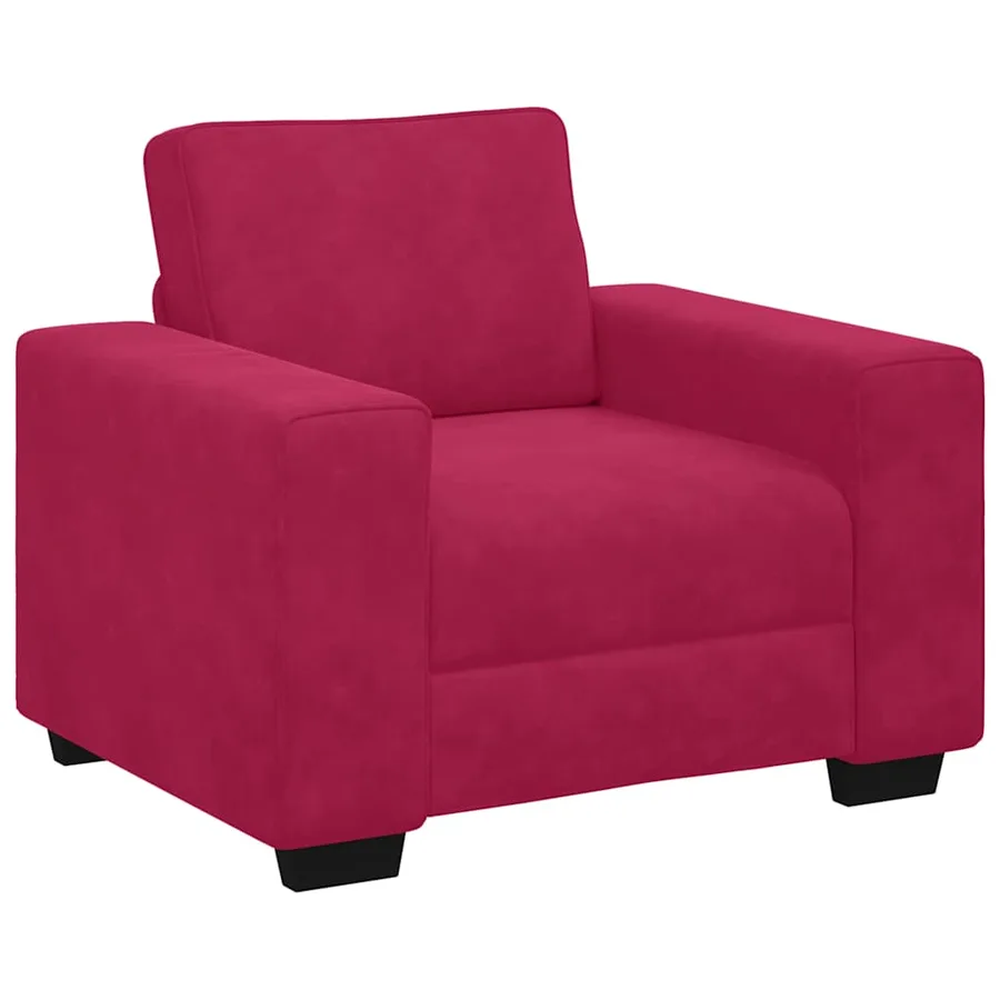 Fauteuil canapé rouge bordeaux 100x77x82 cm velours - 2