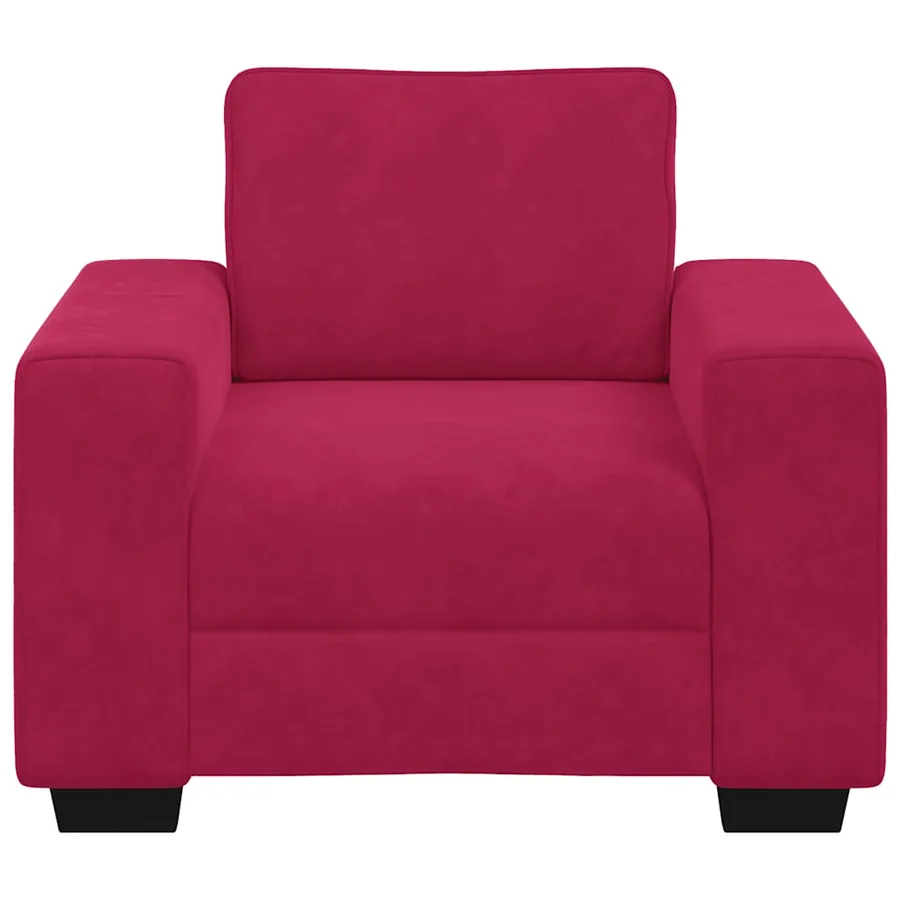 Fauteuil canapé rouge bordeaux 100x77x82 cm velours - 4