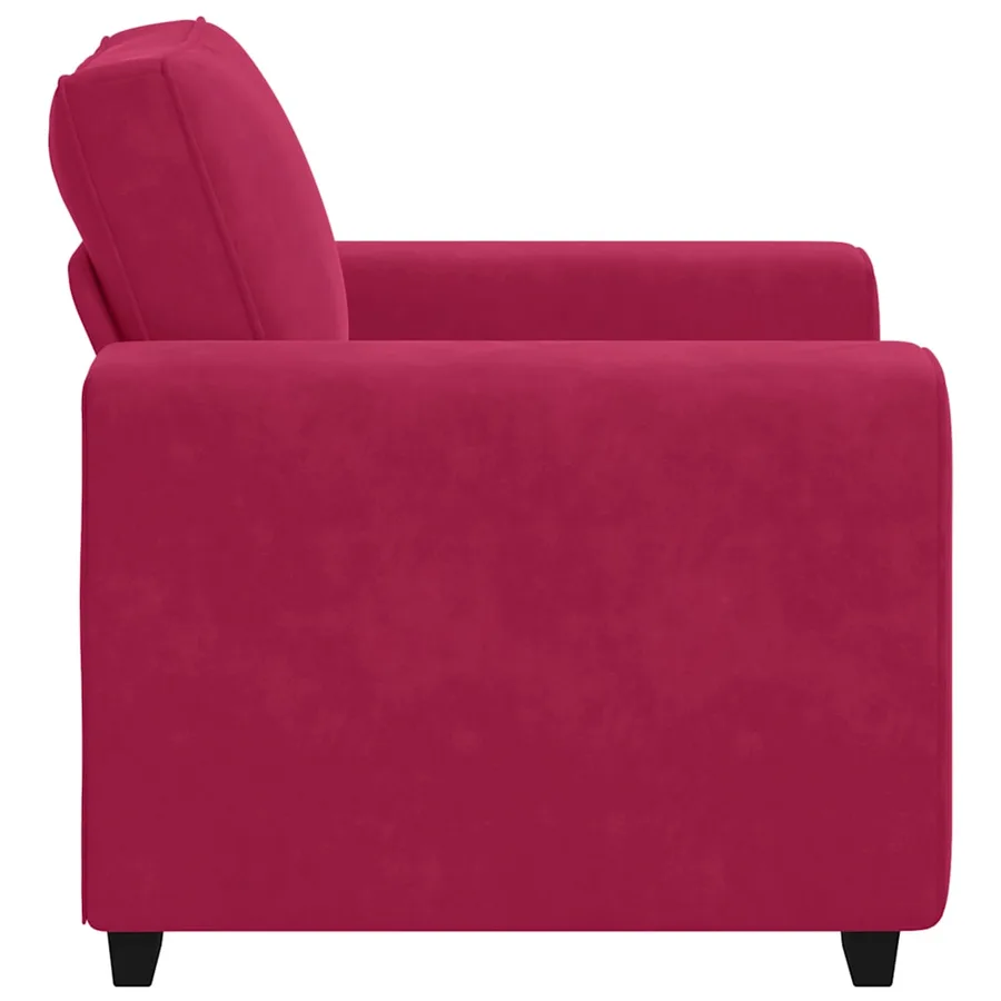 Fauteuil canapé rouge bordeaux 100x77x82 cm velours - 5
