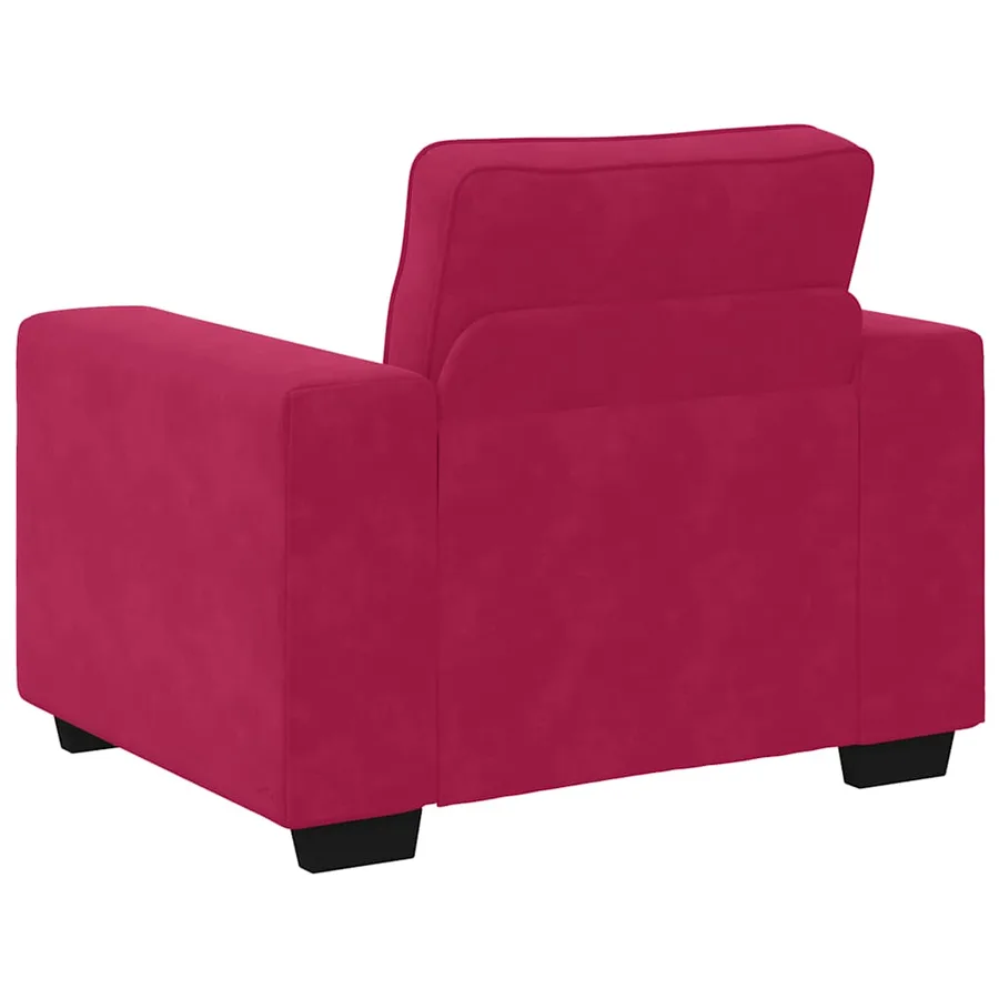 Fauteuil canapé rouge bordeaux 100x77x82 cm velours - 6