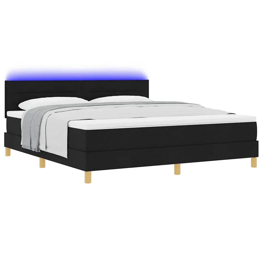 Lit à ressort LED avec bandes LED Noir 180 x 200 cm tissu - 3