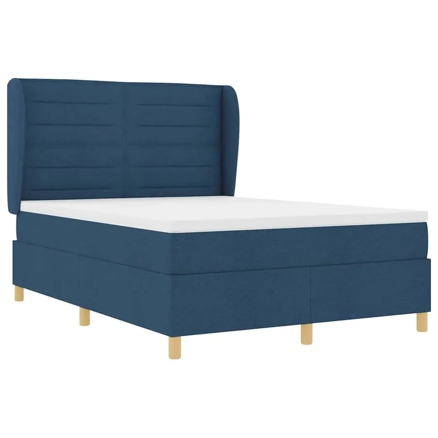 Lit à ressorts avec matelas Bleu 190 x 140 cm tissu - 5