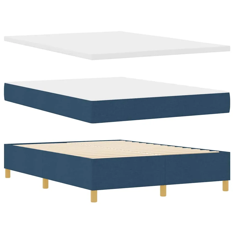 Lit à ressorts avec matelas Bleu 190 x 140 cm tissu - 6