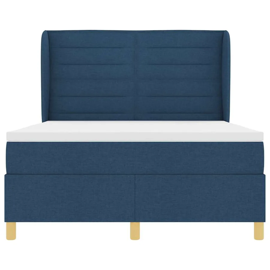 Lit à ressorts avec matelas Bleu 190 x 140 cm tissu - 7