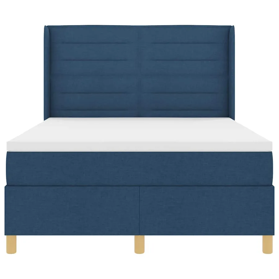 Lit à ressorts avec matelas Bleu 140 x 190 cm tissu - 7