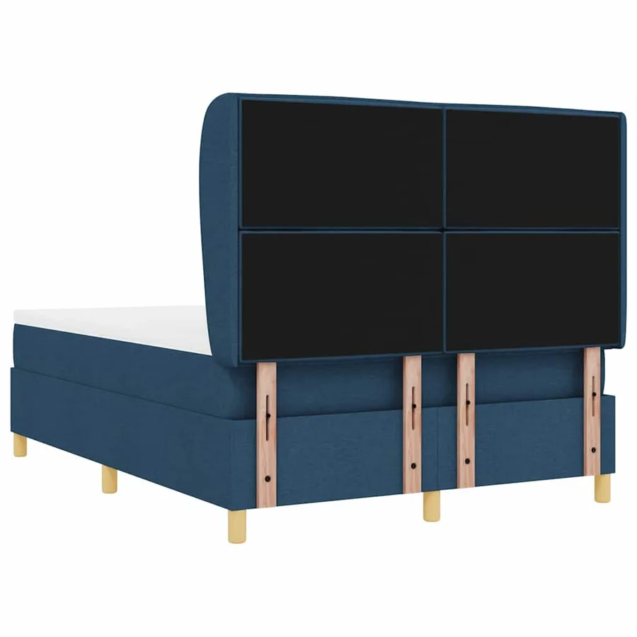 Lit à ressorts avec matelas Bleu 200 x 140 cm tissu - 9