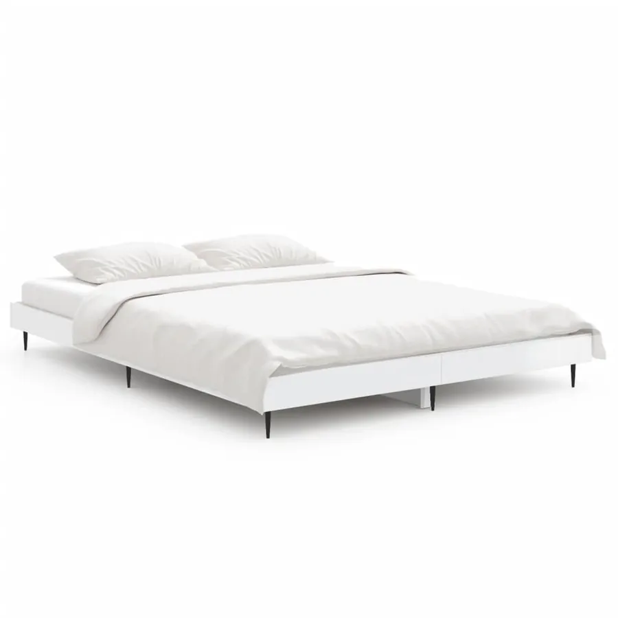 Cadre de lit sans matelas blanc brillant 135x190 cm - 2