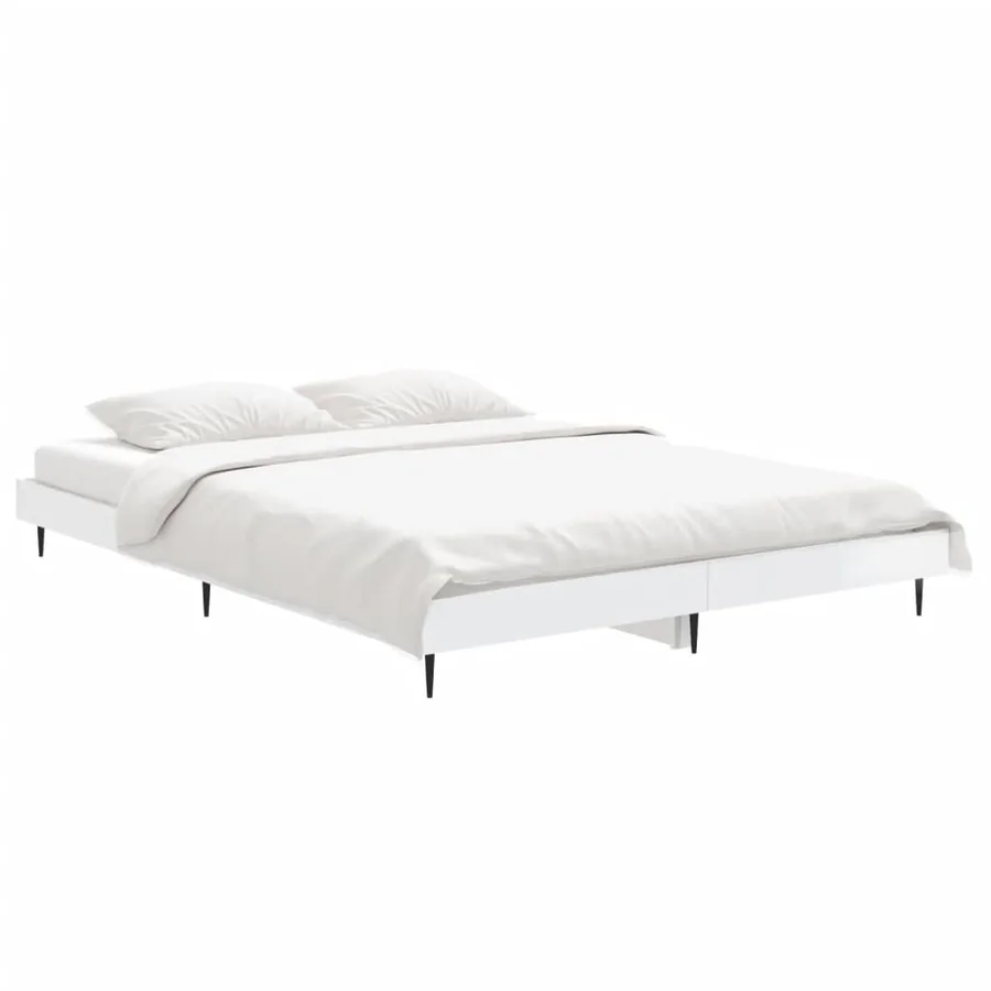 Cadre de lit sans matelas blanc brillant 135x190 cm - 3