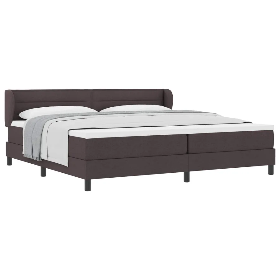 Lit à ressorts avec matelas Marron foncé 200 x 200 cm tissu - 2
