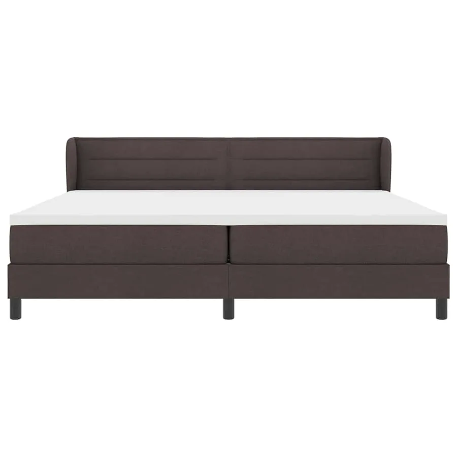 Lit à ressorts avec matelas Marron foncé 200 x 200 cm tissu - 7
