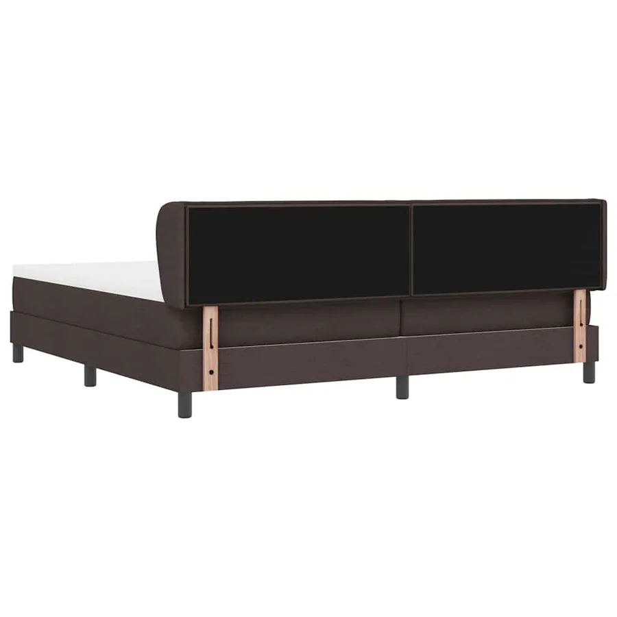 Lit à ressorts avec matelas Marron foncé 200 x 200 cm tissu - 9