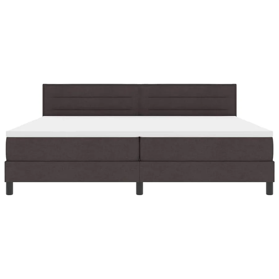 Lit à ressorts avec tête de lit Marron foncé 200 x 200 cm tissu - 7
