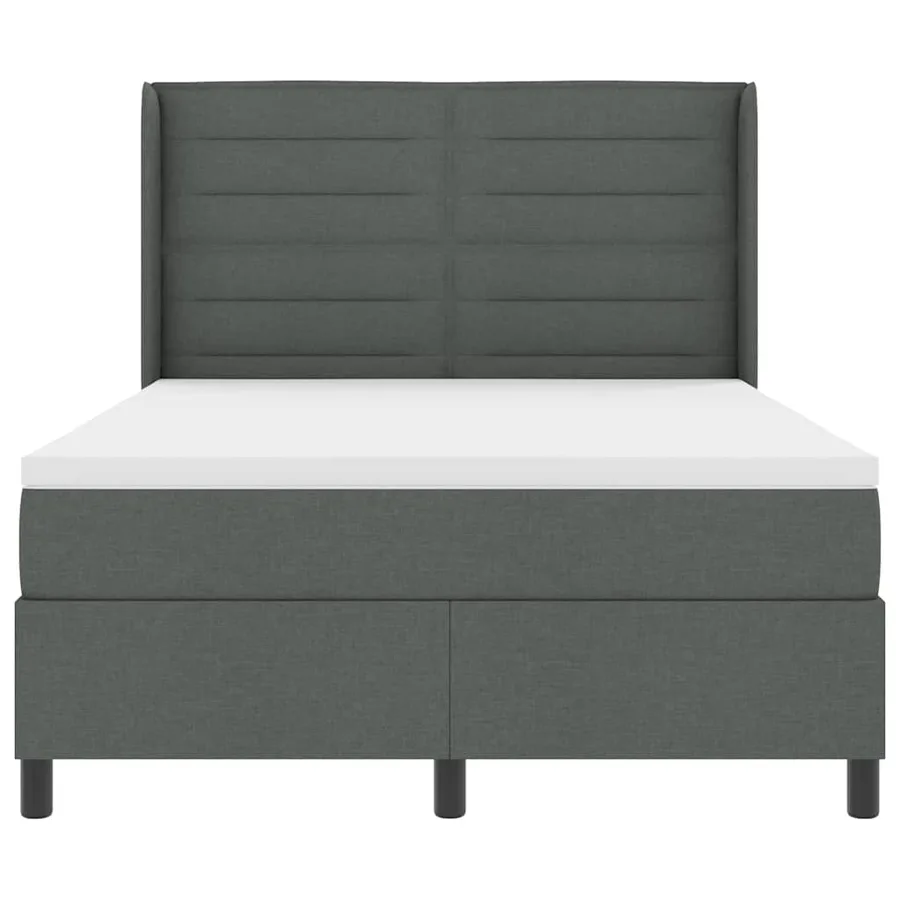 Lit à ressorts avec matelas Gris foncé 200 x 160 cm tissu - 7