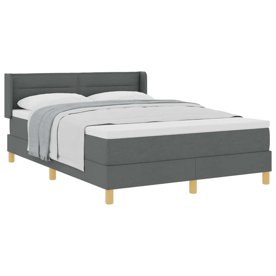 Lit à ressorts avec matelas Gris foncé 200 x 160 cm tissu