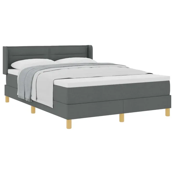 Lit à ressorts avec matelas Gris foncé 200 x 160 cm tissu