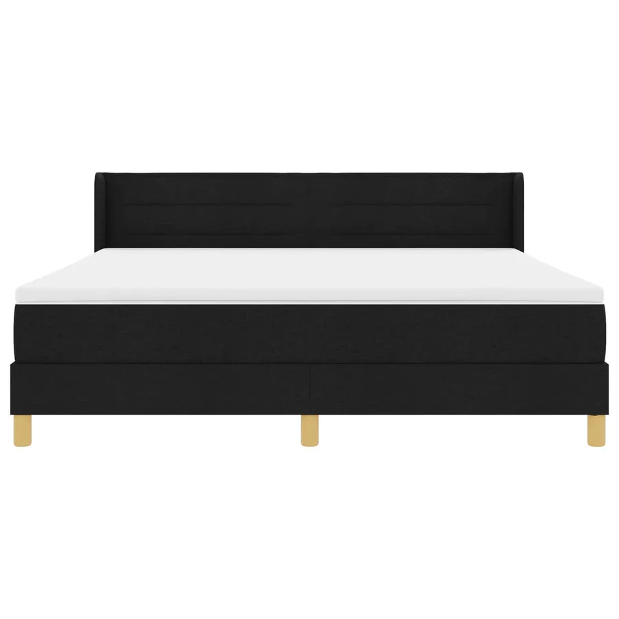 Lit à ressorts avec matelas Noir 200 x 180 cm tissu - 2