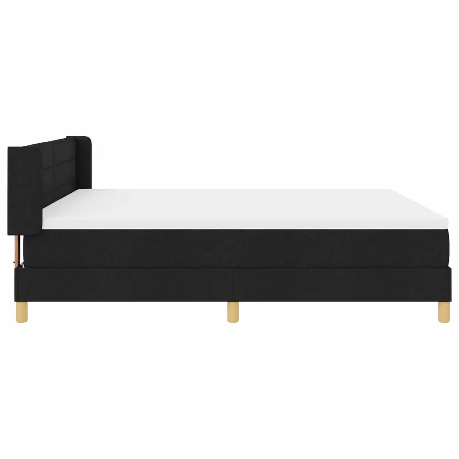 Lit à ressorts avec matelas Noir 200 x 180 cm tissu - 3