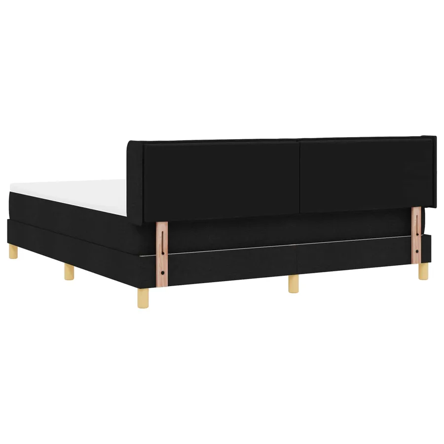 Lit à ressorts avec matelas Noir 200 x 180 cm tissu - 4