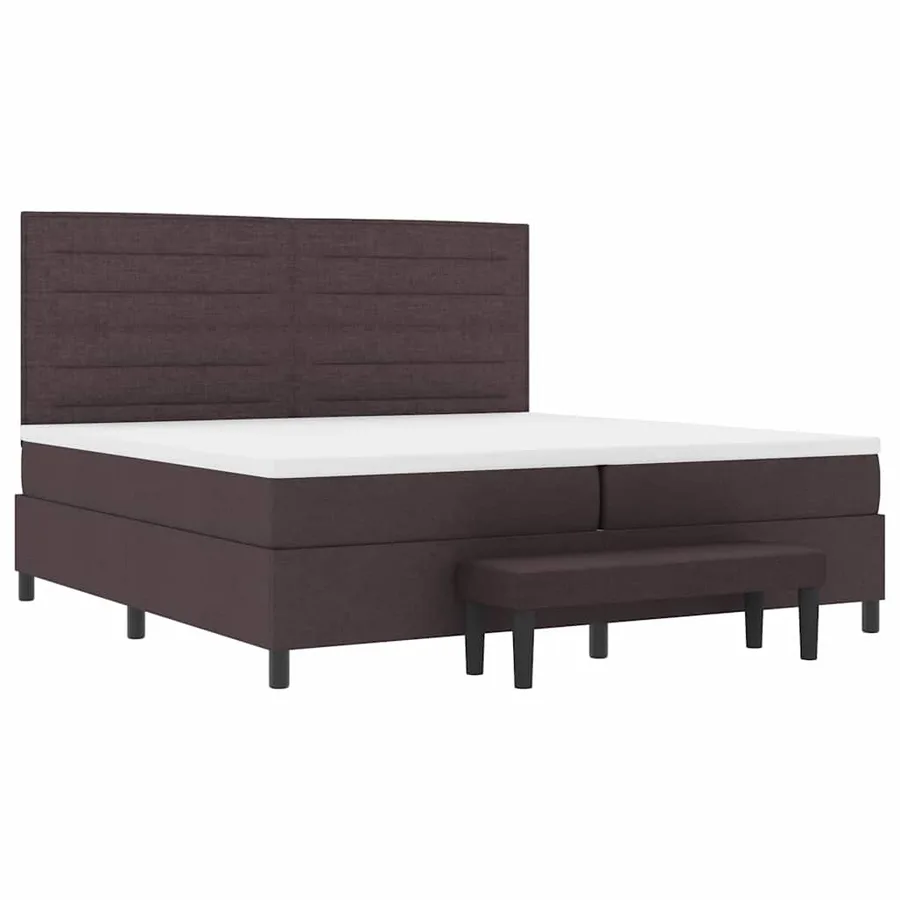 Lit à ressorts avec matelas Marron foncé 200 x 200 cm tissu - 6
