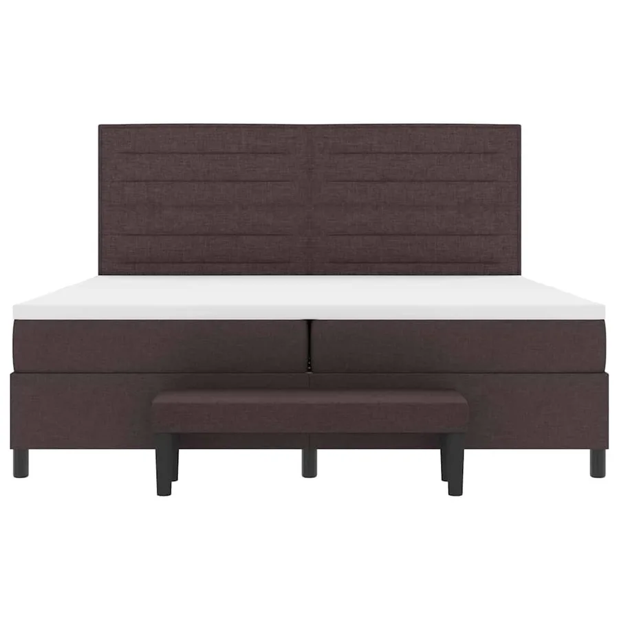 Lit à ressorts avec matelas Marron foncé 200 x 200 cm tissu - 7