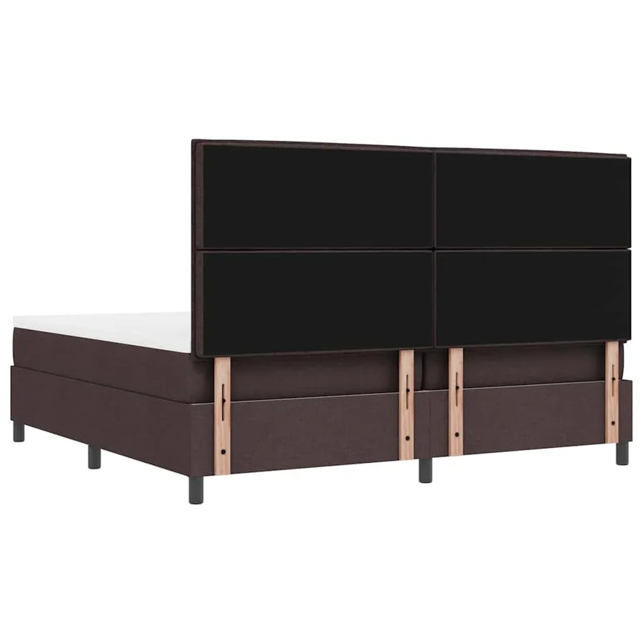 Lit à ressorts avec matelas Marron foncé 200 x 200 cm tissu - 9
