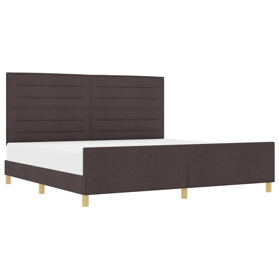 Cadre de lit avec tête de lit Marron foncé 200 x 200 cm tissu - 2