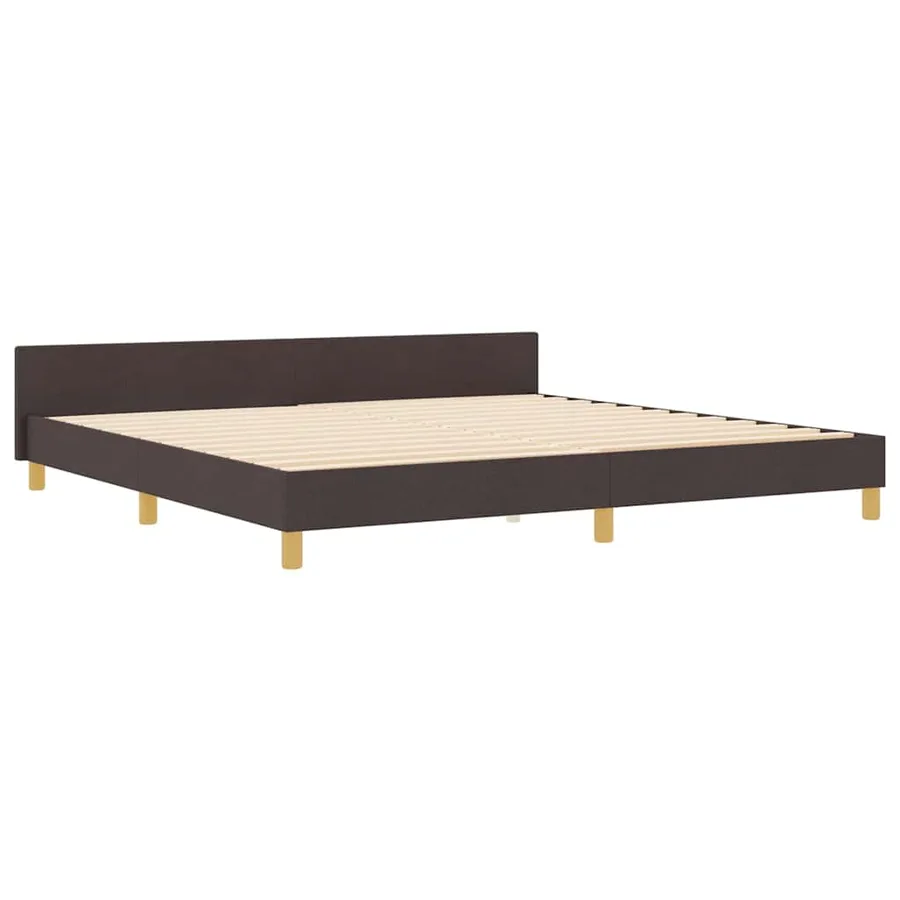 Cadre de lit avec tête de lit Marron foncé 200 x 200 cm tissu - 4