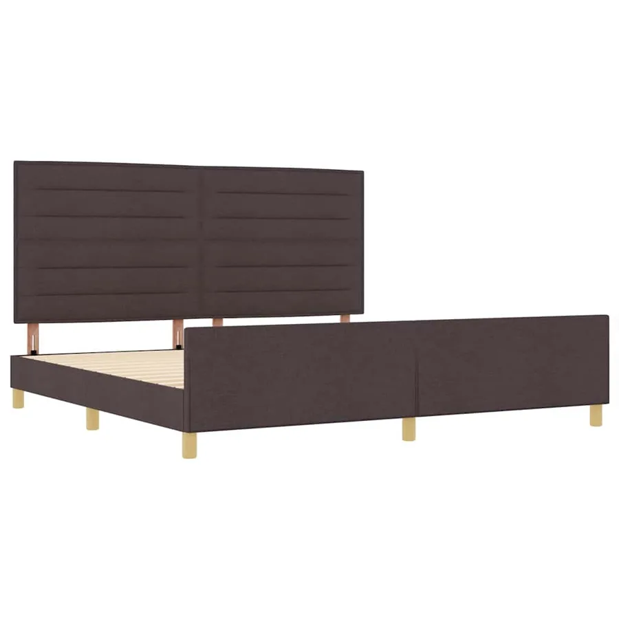Cadre de lit avec tête de lit Marron foncé 200 x 200 cm tissu - 5