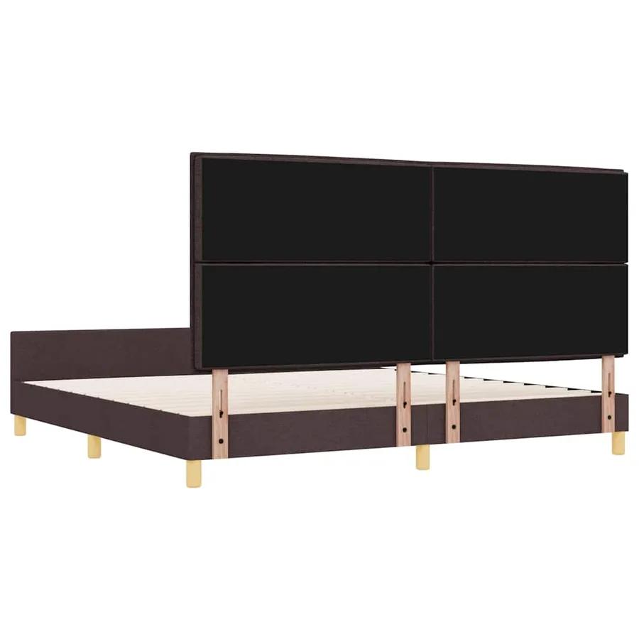 Cadre de lit avec tête de lit Marron foncé 200 x 200 cm tissu - 9