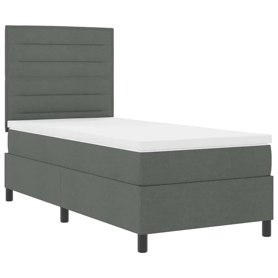 Lit à ressorts avec matelas Gris foncé 90 x 200 cm tissu - 6