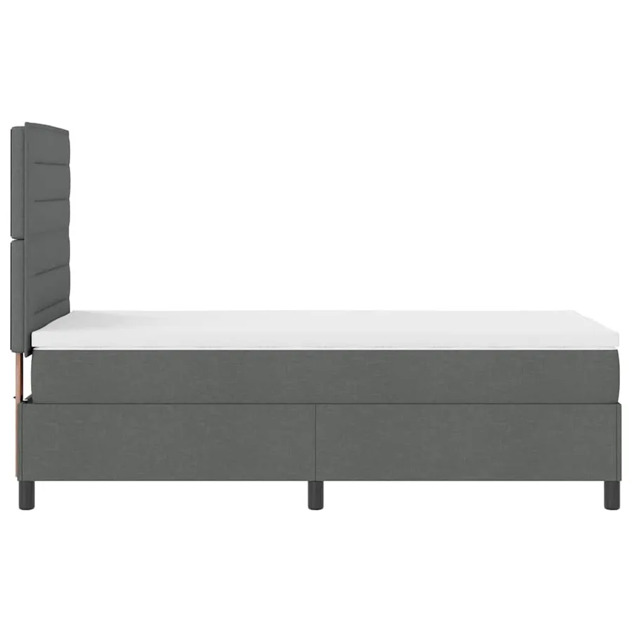 Lit à ressorts avec matelas Gris foncé 90 x 200 cm tissu - 9