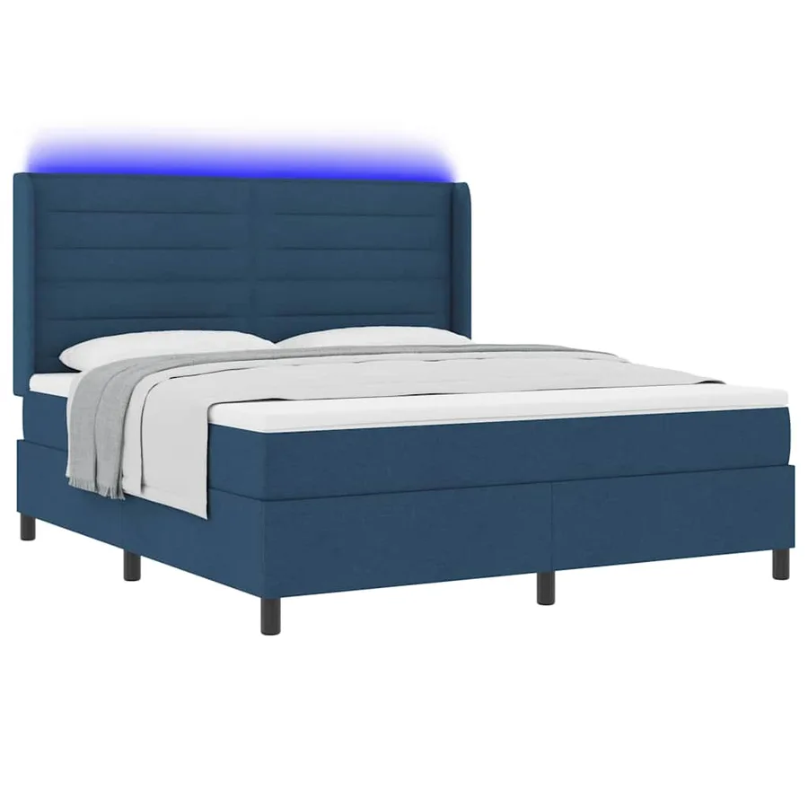 Lit à ressort LED avec matelas Bleu 180 x 200 cm tissu - 3