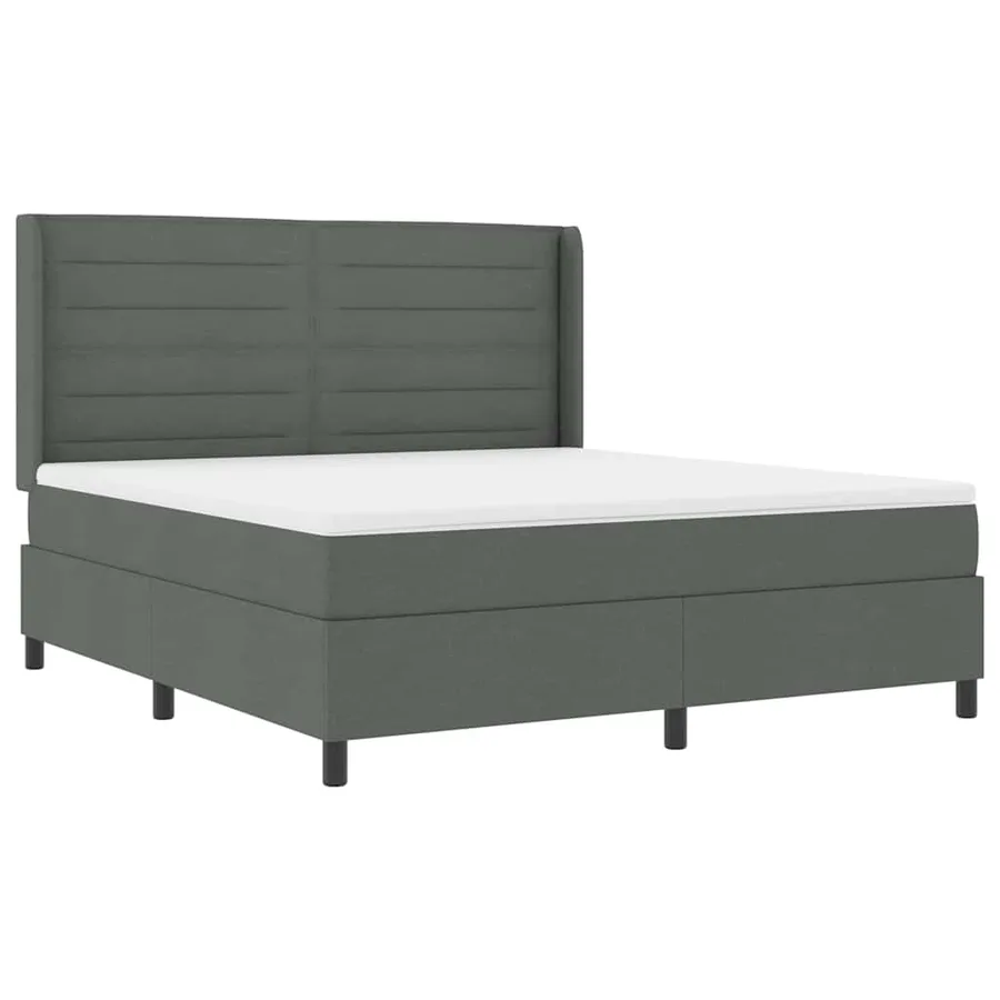 Lit à ressort LED avec matelas Gris foncé 180 x 200 cm tissu - 2