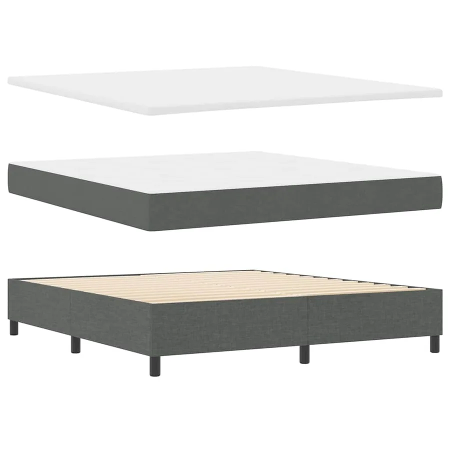 Lit à ressort LED avec matelas Gris foncé 180 x 200 cm tissu - 6