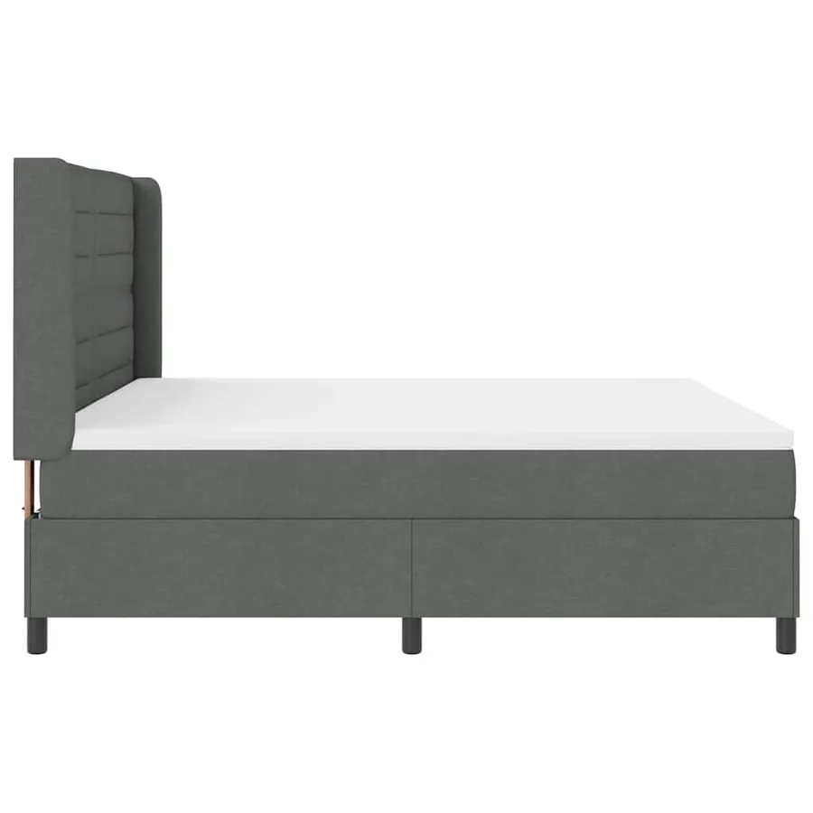 Lit à ressort LED avec matelas Gris foncé 180 x 200 cm tissu - 9