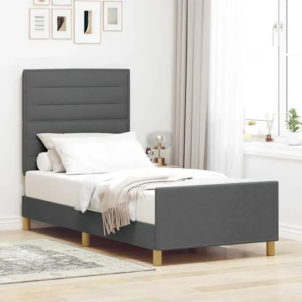 Cadre de lit avec tête de lit Gris foncé 80 x 200 cm tissu