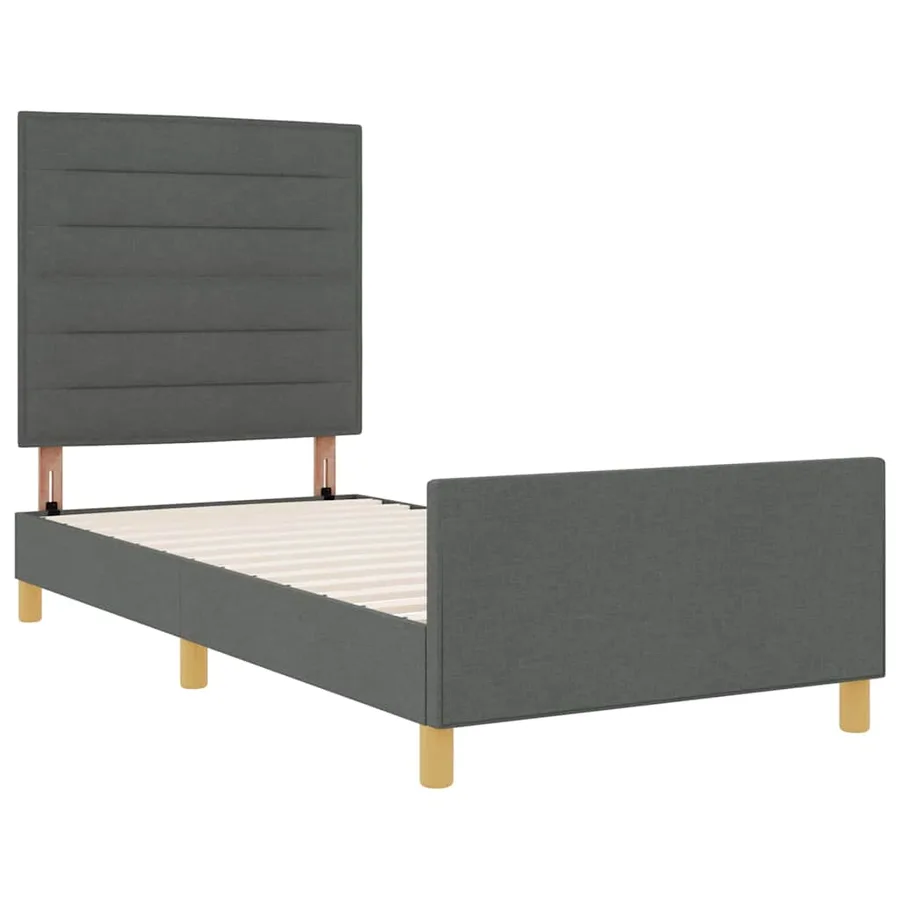 Cadre de lit avec tête de lit Gris foncé 80 x 200 cm tissu - 5